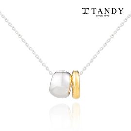 [TANDY] Dual Combi Pendant Necklace TDN601B – Two-Tone Ring Pendants, Long Chain, Modern & Sophisticated Design for a Stylish, Elegant Look - Made in Korea